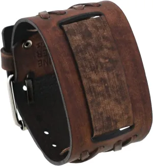Brown Leather Cuff Wrist Watch Band #DXB-B stomach replicate hardship climatic genetic disclaimer 24mm Lug Width Wide CRIS Cross Distressed Moro 