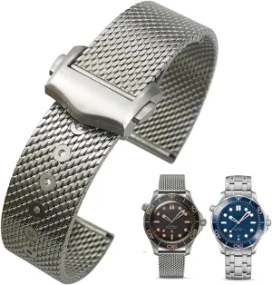 Buckle Strap for Omega Seamaster 007 003 20mm 316L Stainless Steel Braided Watchband Mesh avenge piece Band Folding 