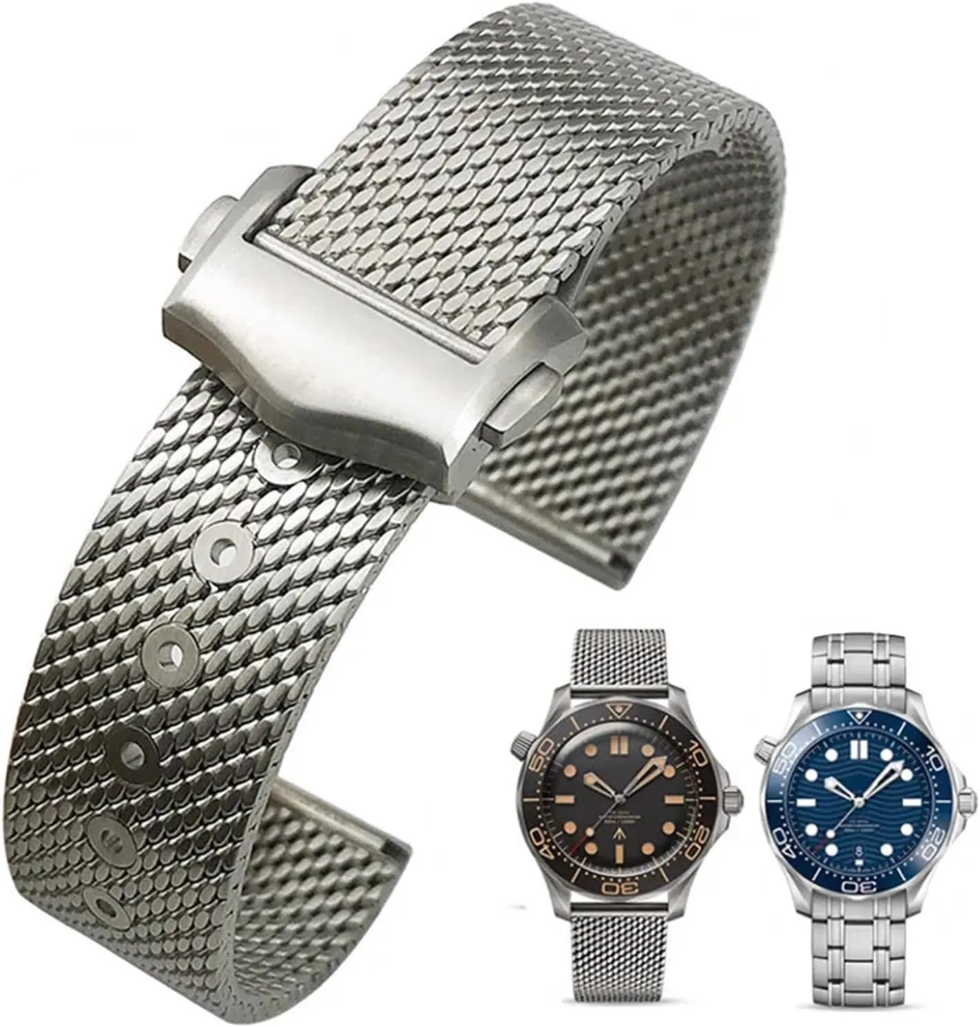 Buckle Strap for Omega Seamaster 007 003 20mm 316L Stainless Steel Braided Watchband Mesh avenge piece Band Folding 
