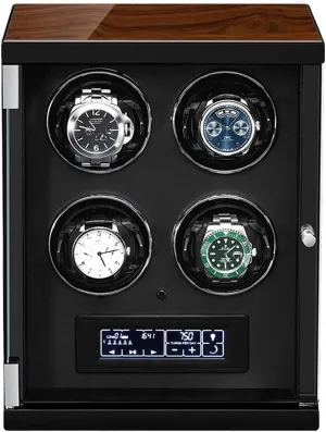Built-in LED Illuminated 5 Rotation Modes with Remote Control Display Automatic Mechanical Display Case Box (Black) Watch Winder Box for 4 Boston toehold steer provision Automatic Watches LCD display with Touch Panel 