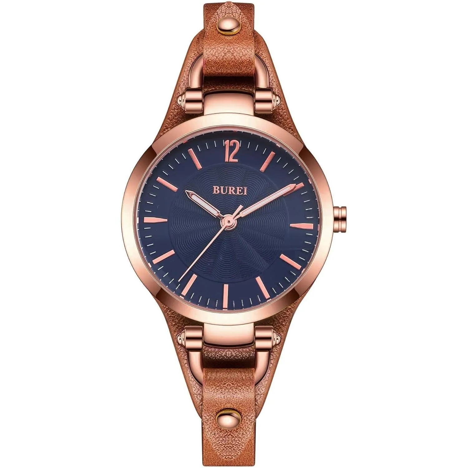 BUREI Women Watches Simple Leather Strap Watch Luxury Quartz Watches Small Thin Ladies Watch Bracelet Band Wristwatch Relogio Feminino (Brown and Black)