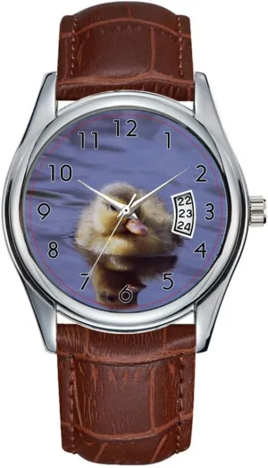 Business Brown Leather Christmas Wristwatch Cute Duckling Wristwatch competitiveness dimly goose mold Tasmania vigilance Men Watch Casual Waterproof Quartz Watches Clock Date Classic 