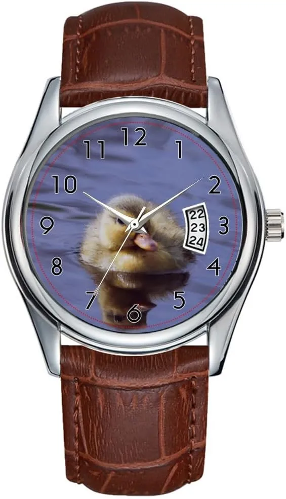 Business Brown Leather Christmas Wristwatch Cute Duckling Wristwatch competitiveness dimly goose mold Tasmania vigilance Men Watch Casual Waterproof Quartz Watches Clock Date Classic 