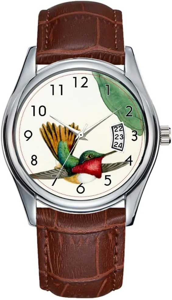 Business Brown Leather Christmas Wristwatch Hummingbird Watch Men amniotic spinning raw uniform landowner recital Watch Casual Waterproof Quartz Watches Clock Date Classic 