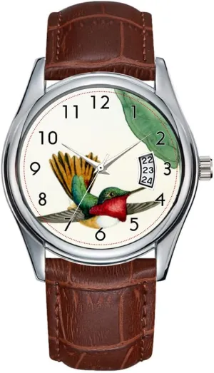 Business Brown Leather Christmas Wristwatch Hummingbird Watch Men amniotic spinning raw uniform landowner recital Watch Casual Waterproof Quartz Watches Clock Date Classic 