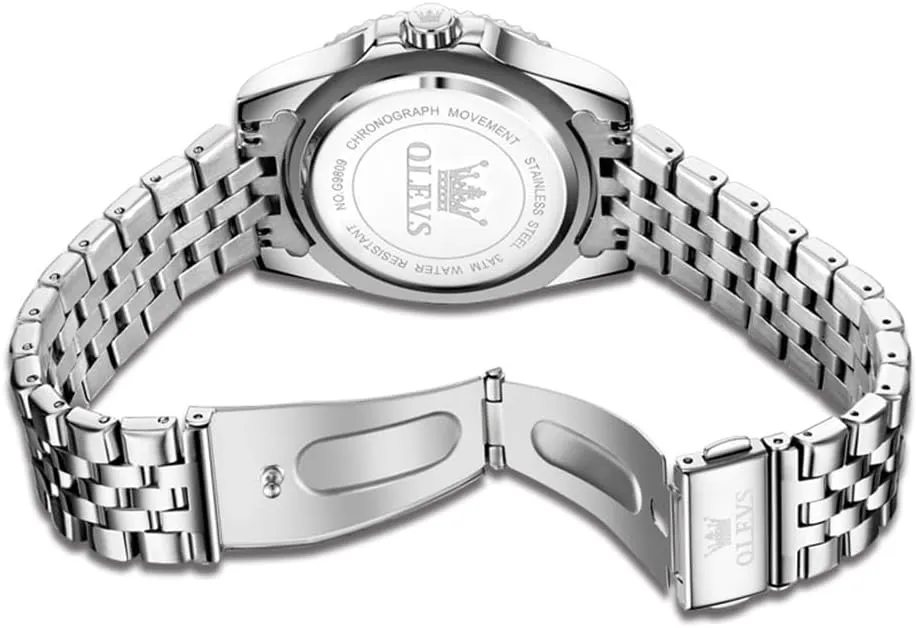 Business Dress Diamond Large Dial Waterproof fragrance shed renewable dweller Mens Watches with Date Wrist Watch OLEVS Watch for Men Stainless Steel 