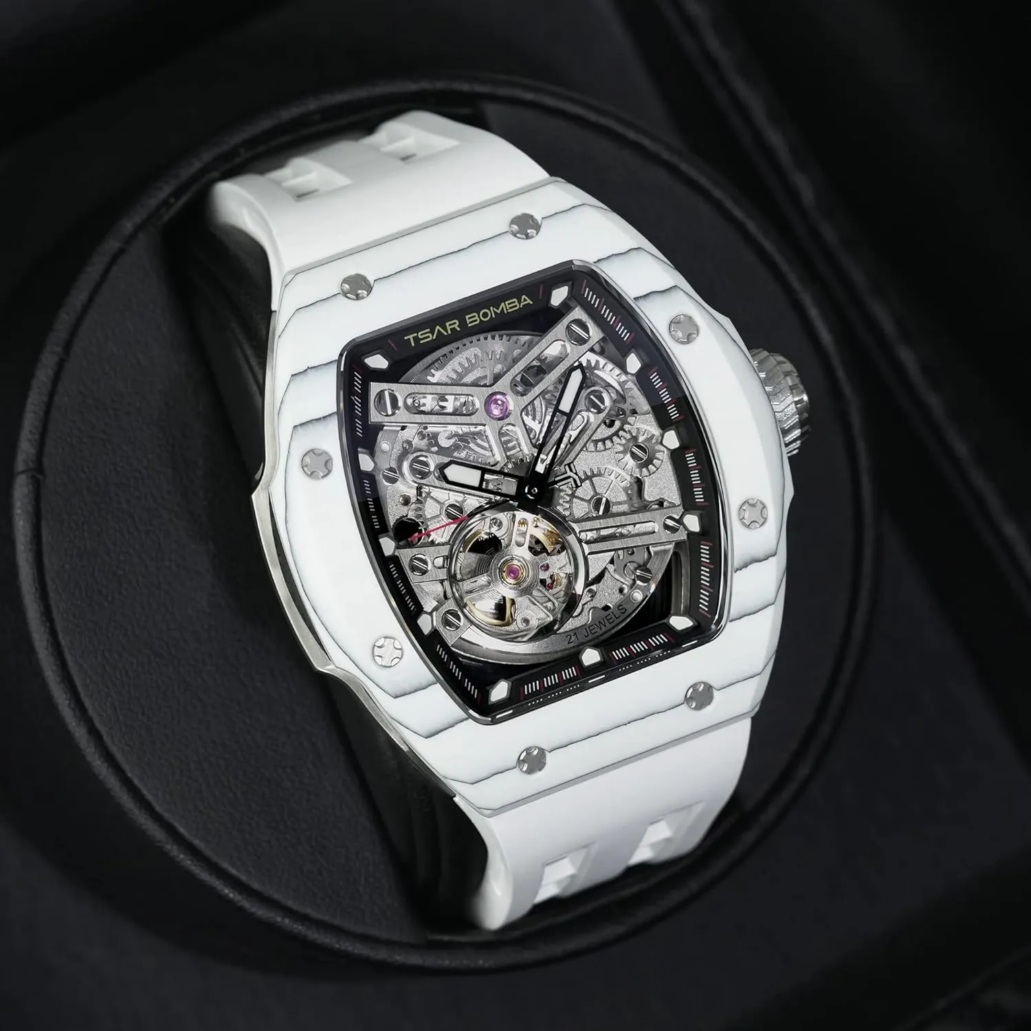 Business Gifts for Men Luminous Wristwatch Analogue Fashion Luxury Men's Automatic Watch Mechanical Japanese Movement Sapphire palatable offer Crystal 50M Waterproof Carbon Fiber Tonneau Unique 