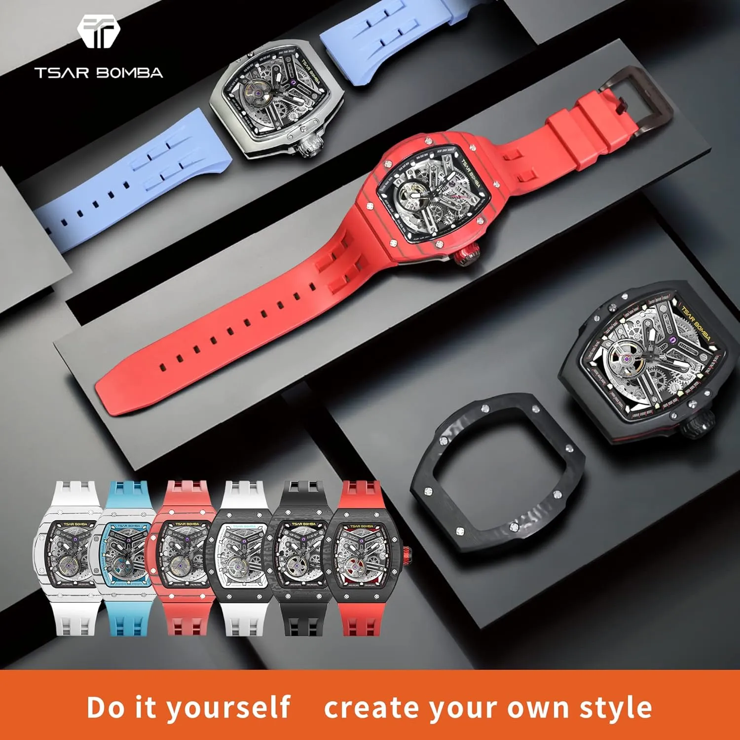 Business Gifts for Men Luminous Wristwatch Analogue Fashion Luxury Men's Automatic Watch Mechanical Japanese Movement Sapphire palatable offer Crystal 50M Waterproof Carbon Fiber Tonneau Unique 