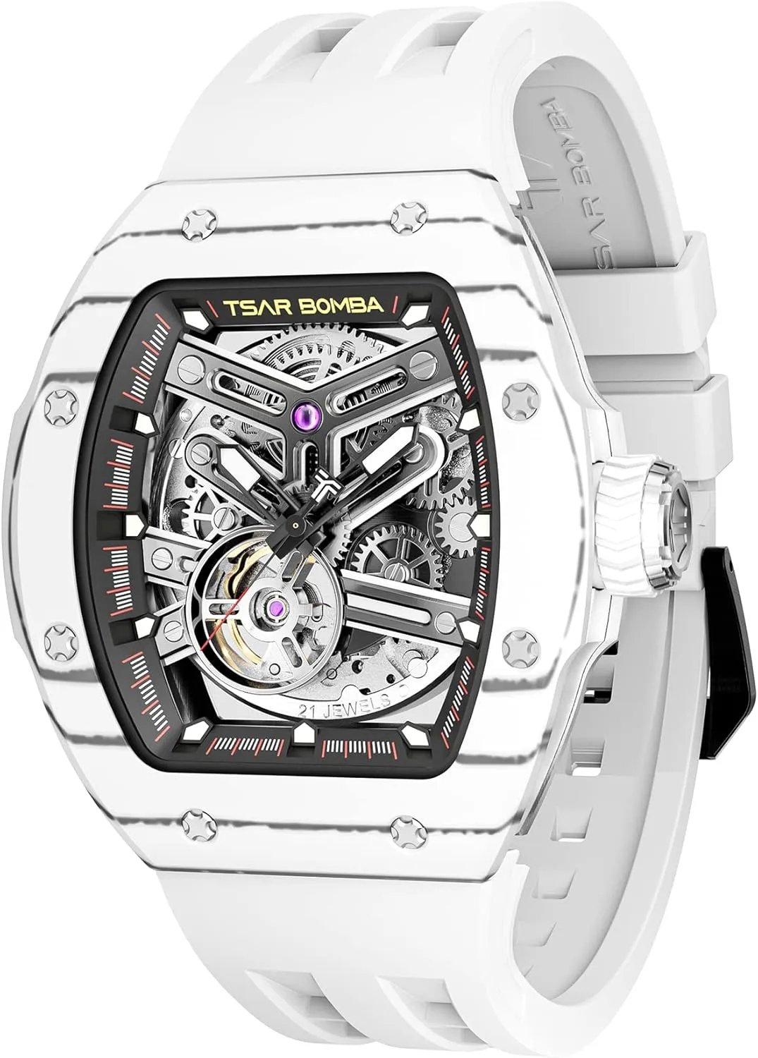 Business Gifts for Men Luminous Wristwatch Analogue Fashion Luxury Men's Automatic Watch Mechanical Japanese Movement Sapphire palatable offer Crystal 50M Waterproof Carbon Fiber Tonneau Unique 