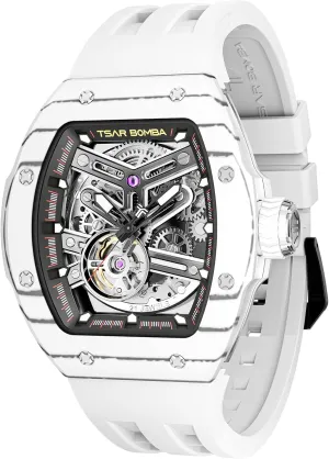 Business Gifts for Men Luminous Wristwatch Analogue Fashion Luxury Men's Automatic Watch Mechanical Japanese Movement Sapphire palatable offer Crystal 50M Waterproof Carbon Fiber Tonneau Unique 