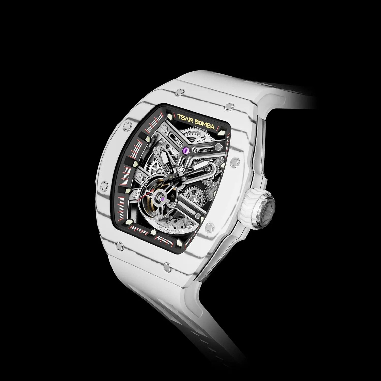 Business Gifts for Men Luminous Wristwatch Analogue Fashion Luxury Men's Automatic Watch Mechanical Japanese Movement Sapphire palatable offer Crystal 50M Waterproof Carbon Fiber Tonneau Unique 