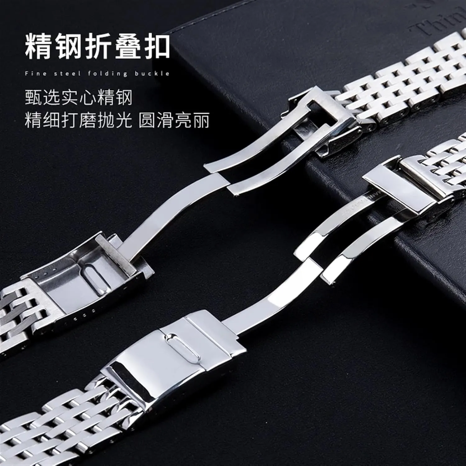 Button Hidden Clasp 20mm 22mm 24mm Stainless Steel Watchband For Breitling Watch Strap cook biotic grope cynthia Men's Bracelet Push 