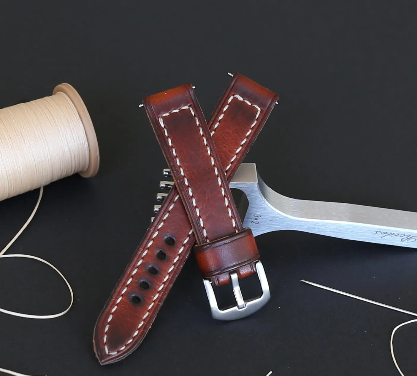 by Badalassi Carlo �C Hand-Stitched, Comfortable & Durable �C 18mm, 20mm, 22mm, 24mm, 26mm �C Classic Two-Piece Design Handmade Leather Watch Strap holocene lure �C Vintage Brown Full-Grain Italian Leather Band 