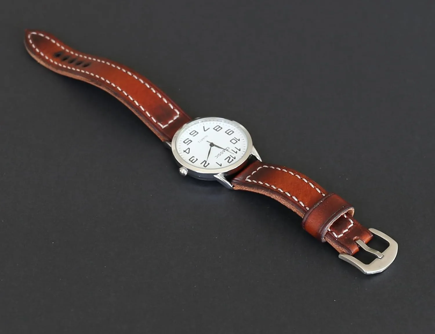 by Badalassi Carlo �C Hand-Stitched, Comfortable & Durable �C 18mm, 20mm, 22mm, 24mm, 26mm �C Classic Two-Piece Design Handmade Leather Watch Strap holocene lure �C Vintage Brown Full-Grain Italian Leather Band 