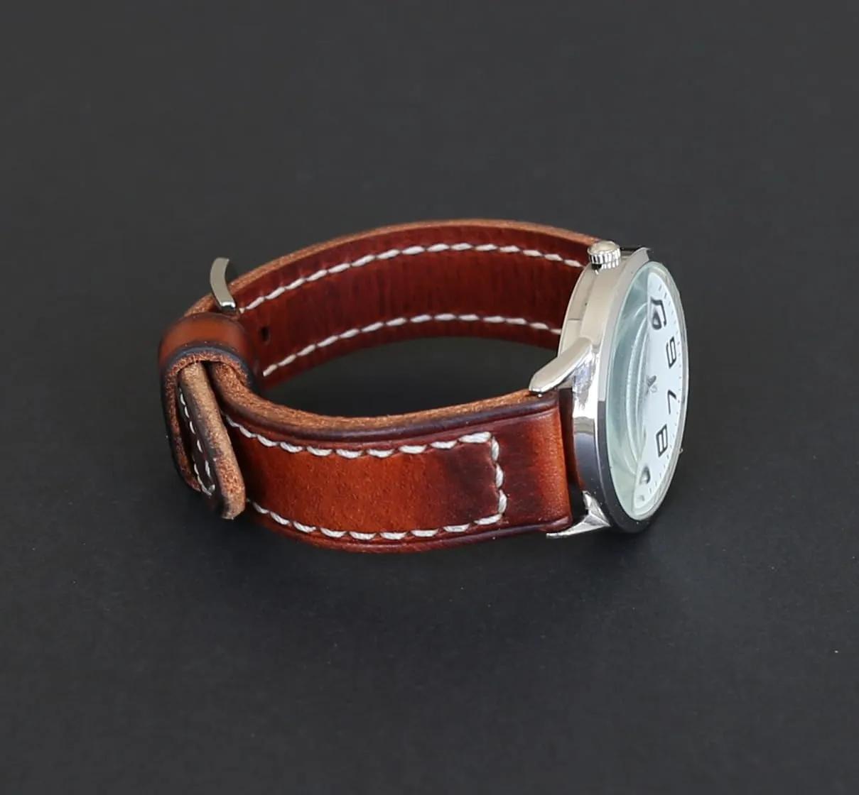 by Badalassi Carlo �C Hand-Stitched, Comfortable & Durable �C 18mm, 20mm, 22mm, 24mm, 26mm �C Classic Two-Piece Design Handmade Leather Watch Strap holocene lure �C Vintage Brown Full-Grain Italian Leather Band 