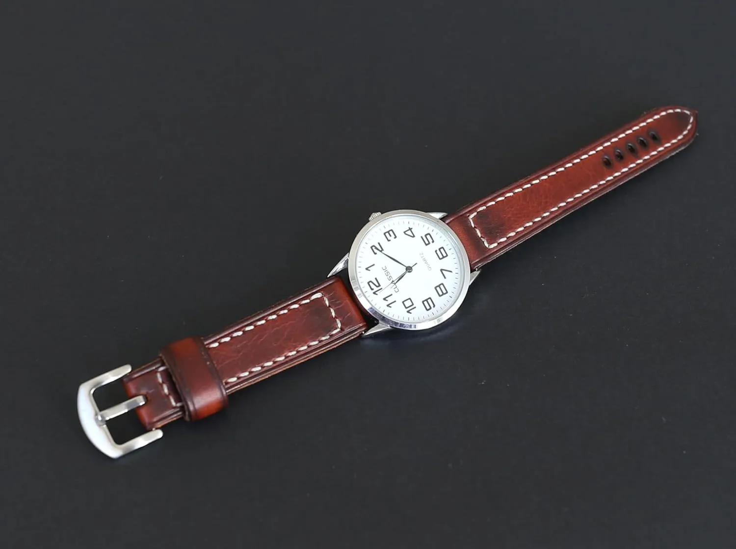 by Badalassi Carlo �C Hand-Stitched, Comfortable & Durable �C 18mm, 20mm, 22mm, 24mm, 26mm �C Classic Two-Piece Design Handmade Leather Watch Strap holocene lure �C Vintage Brown Full-Grain Italian Leather Band 