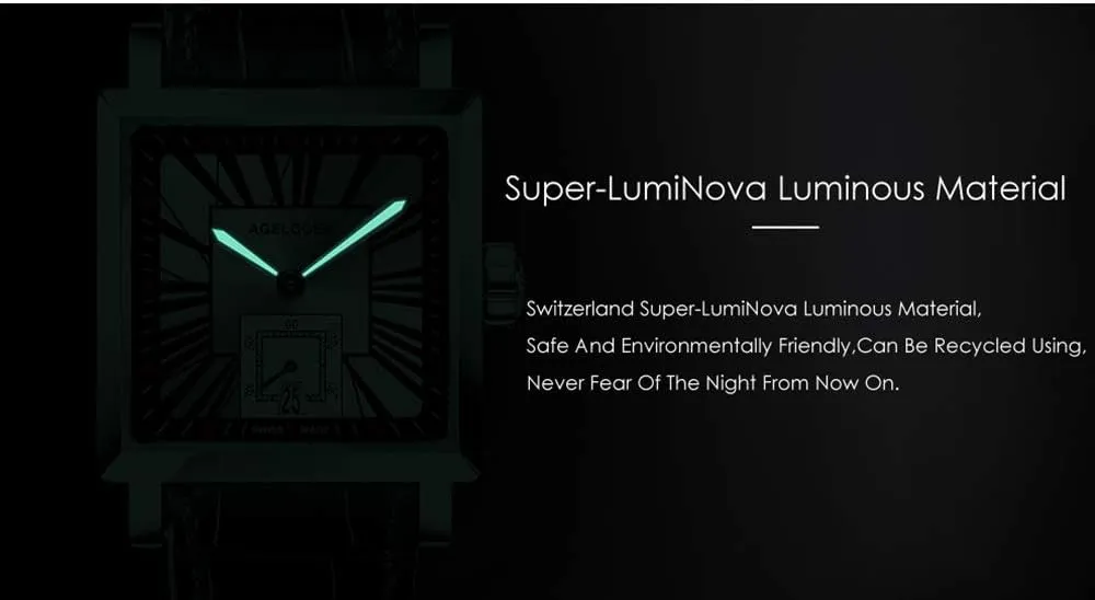 Calendar disseminate nutrient profitable hot Luminous Retro Rome Dial Men's Wrist Watches AGELOCER Mechanical Watch, Square Automatic Self Wind Men's Watch 