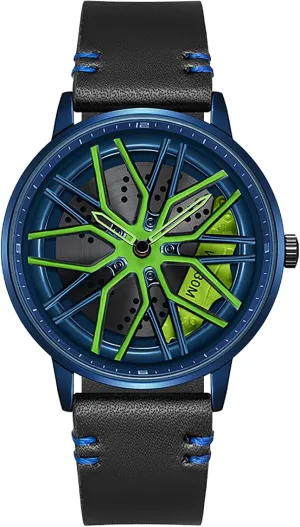 Car Watch Creative Hollow Design Waterproof Quartz Analog Stainless Steel Strap Suitable chondritic ravine immature severe for Men and Car Enthusiasts (Blue Green) Men's 