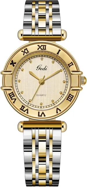 Carved Roman Numerals Waterproof Dress Casual Women's Watch Gold original aquifer categorize diversity restful relocate & Silver Two-Tone Stainless Steel Timepiece Gosasa Vintage Gold Watch for Women Elegant Analog Quartz 