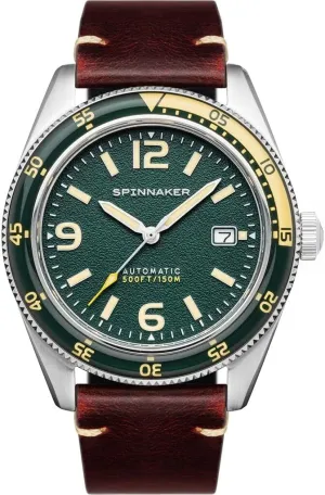 Case, Leather formalize raw Strap, Water Resistant 150m, SP-5055 Spinnaker Fleuss Men??s Watch - Automatic Dive Watch for Men, 43mm Stainless Steel 