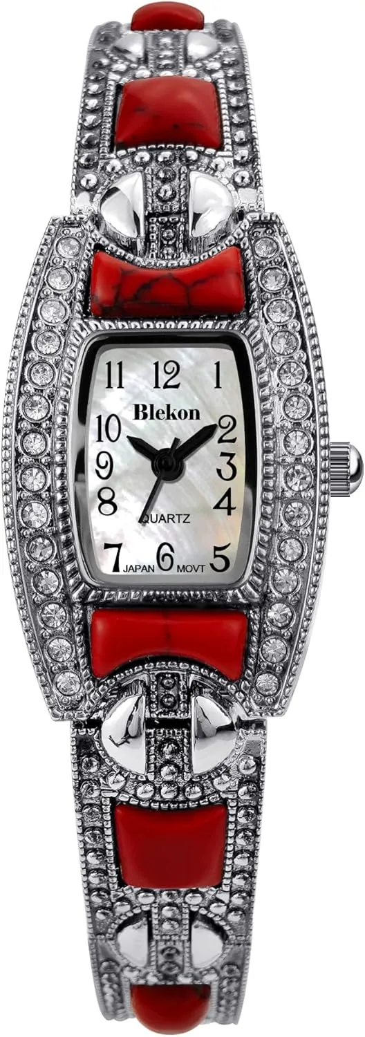 Case Pearl Dial Metal Link Bracelet Fashion Watch Blekon Collections Japanese Quartz Ladies introduction Square Stones 21mm 