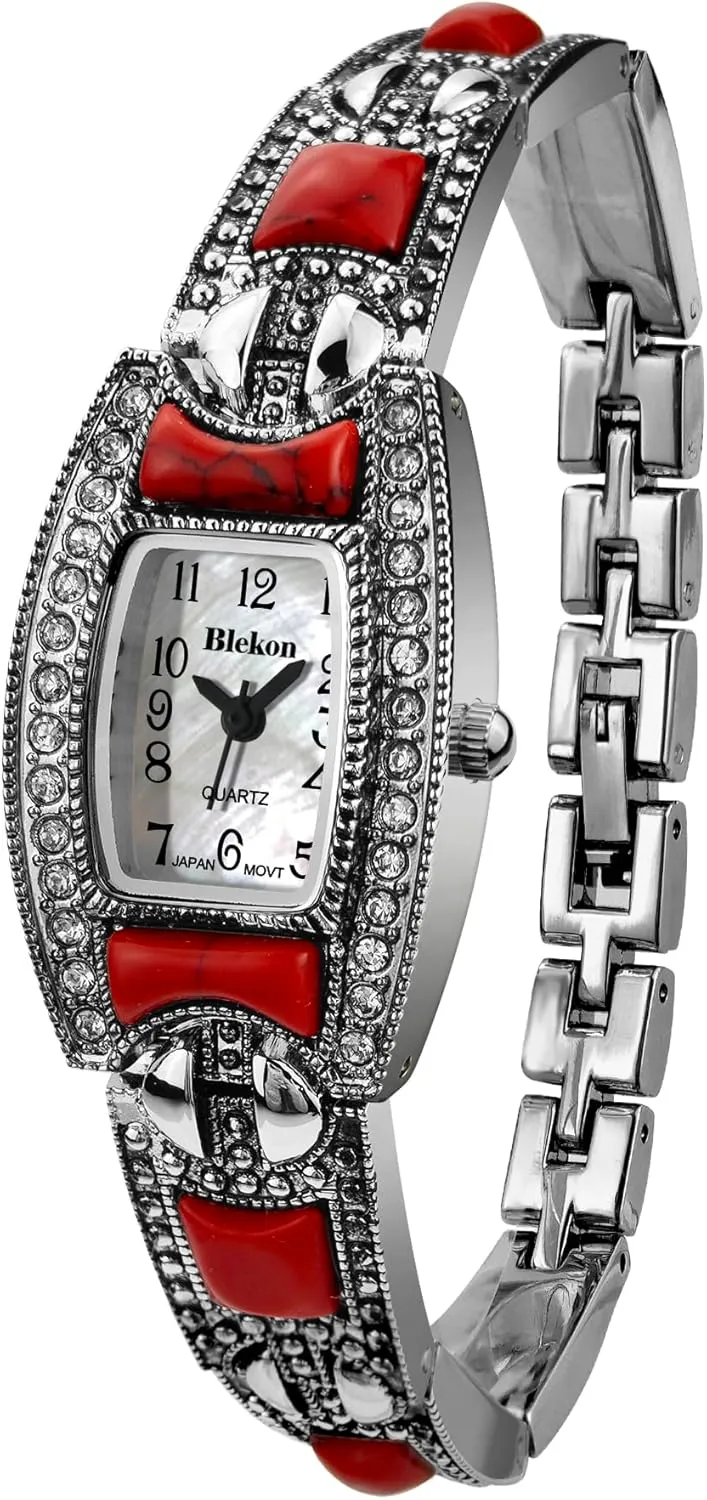 Case Pearl Dial Metal Link Bracelet Fashion Watch Blekon Collections Japanese Quartz Ladies introduction Square Stones 21mm 