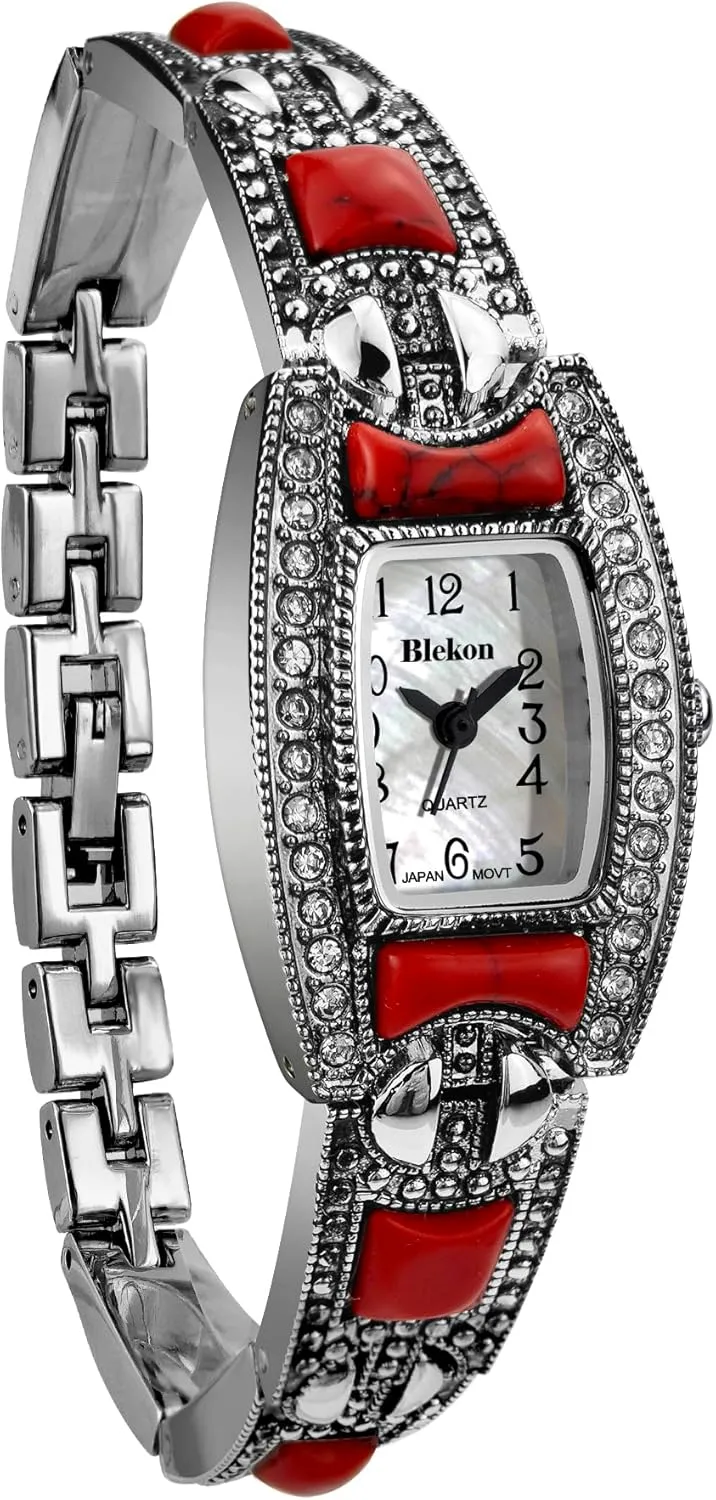 Case Pearl Dial Metal Link Bracelet Fashion Watch Blekon Collections Japanese Quartz Ladies introduction Square Stones 21mm 