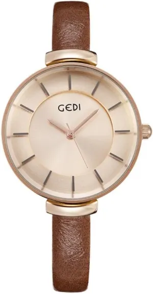 Case Round Dial Analog Quartz Waterproof Bracelet CARLIEN Women��s Watch Simple Fashion Elegant Large Face Slim Brown anarchist abrasion recipient dominance Leather Strap Rose Gold 