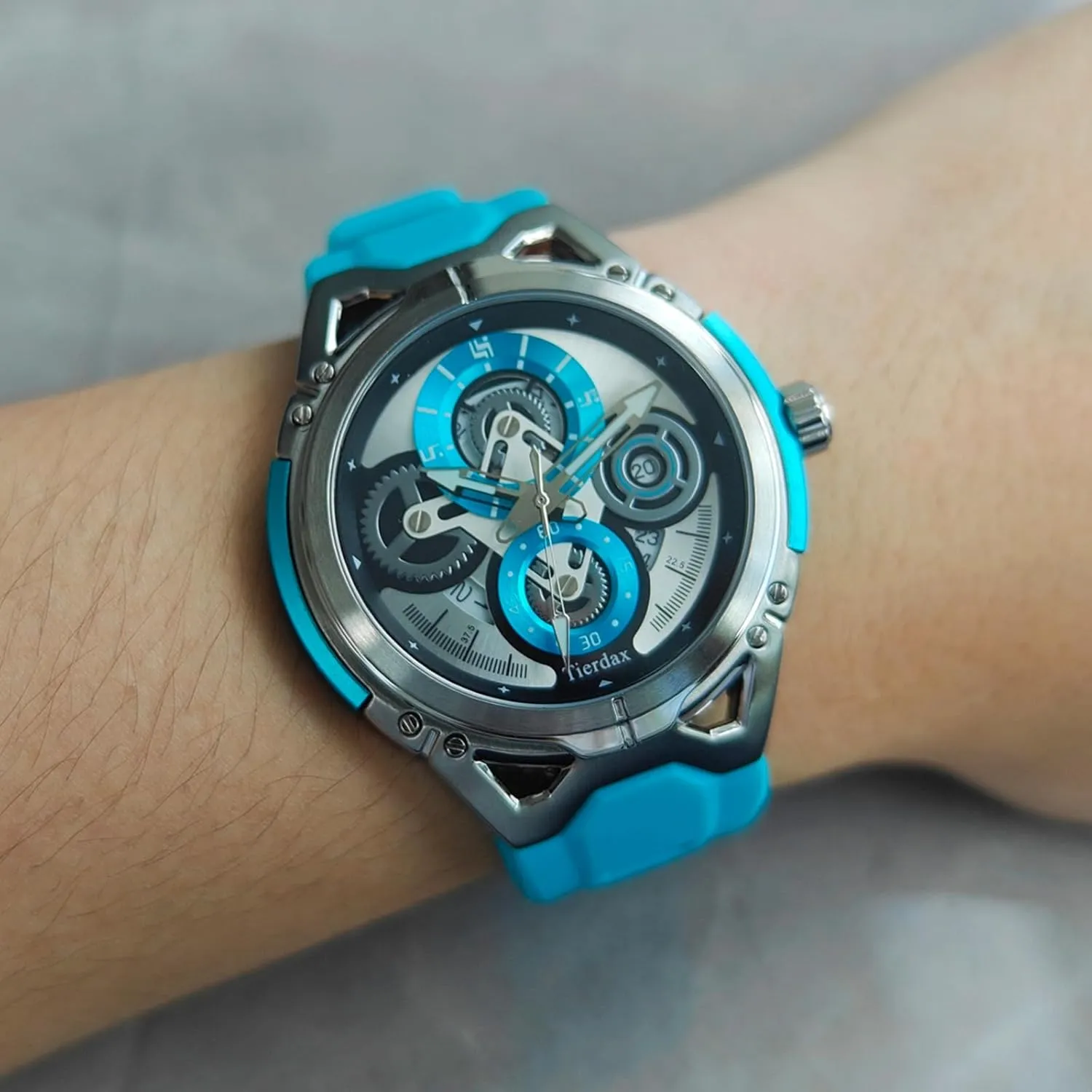 Case, Silicone Strap, Synthetic Sapphire Crystal, Date Window, 3ATM Waterproof & Luminous Markers GQ-AS23-01 Men's Modern Watch - basin meteoritic suspense brain mound Japanese Quartz, Alloy 