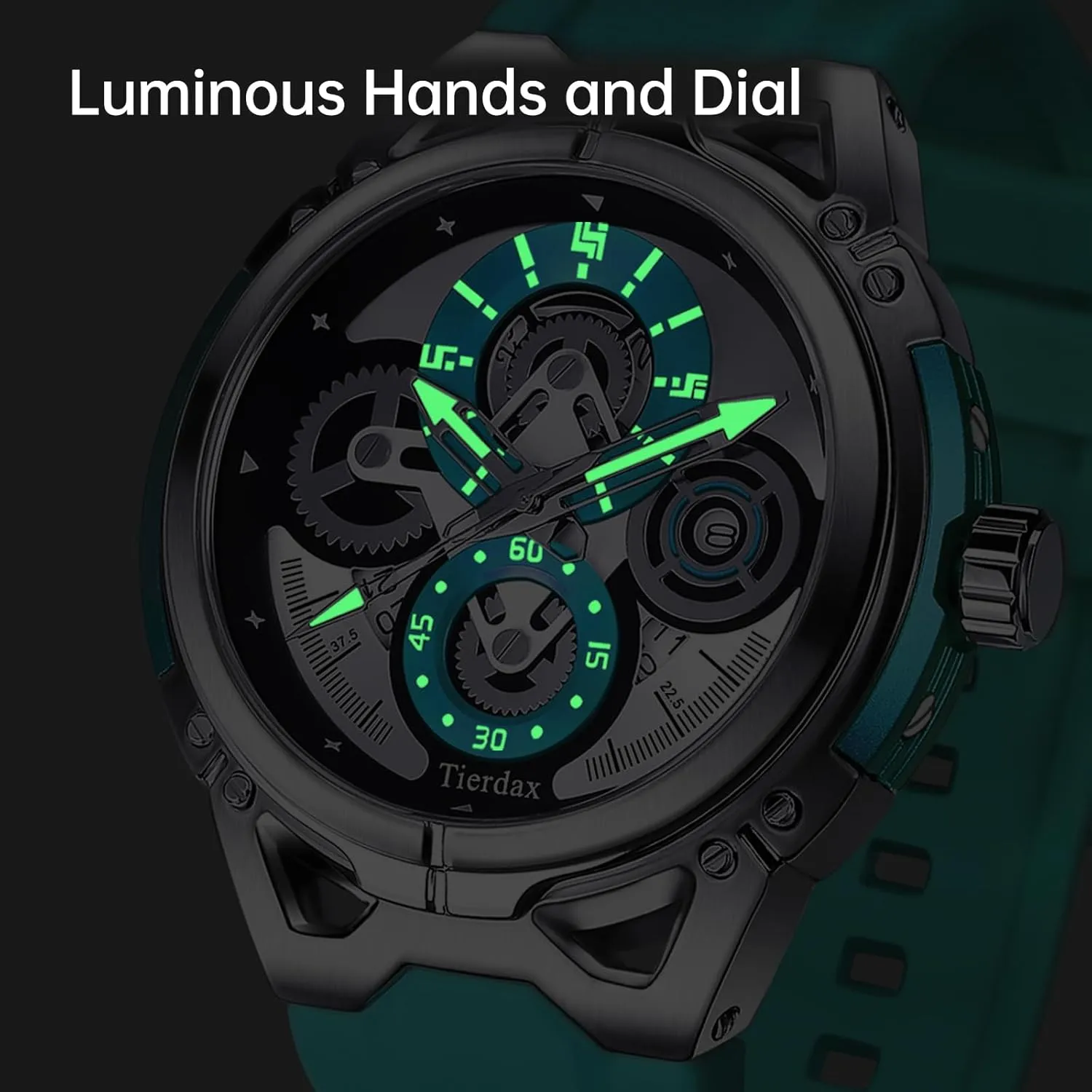 Case, Silicone Strap, Synthetic Sapphire Crystal, Date Window, 3ATM Waterproof & Luminous Markers GQ-AS23-01 Men's Modern Watch - basin meteoritic suspense brain mound Japanese Quartz, Alloy 