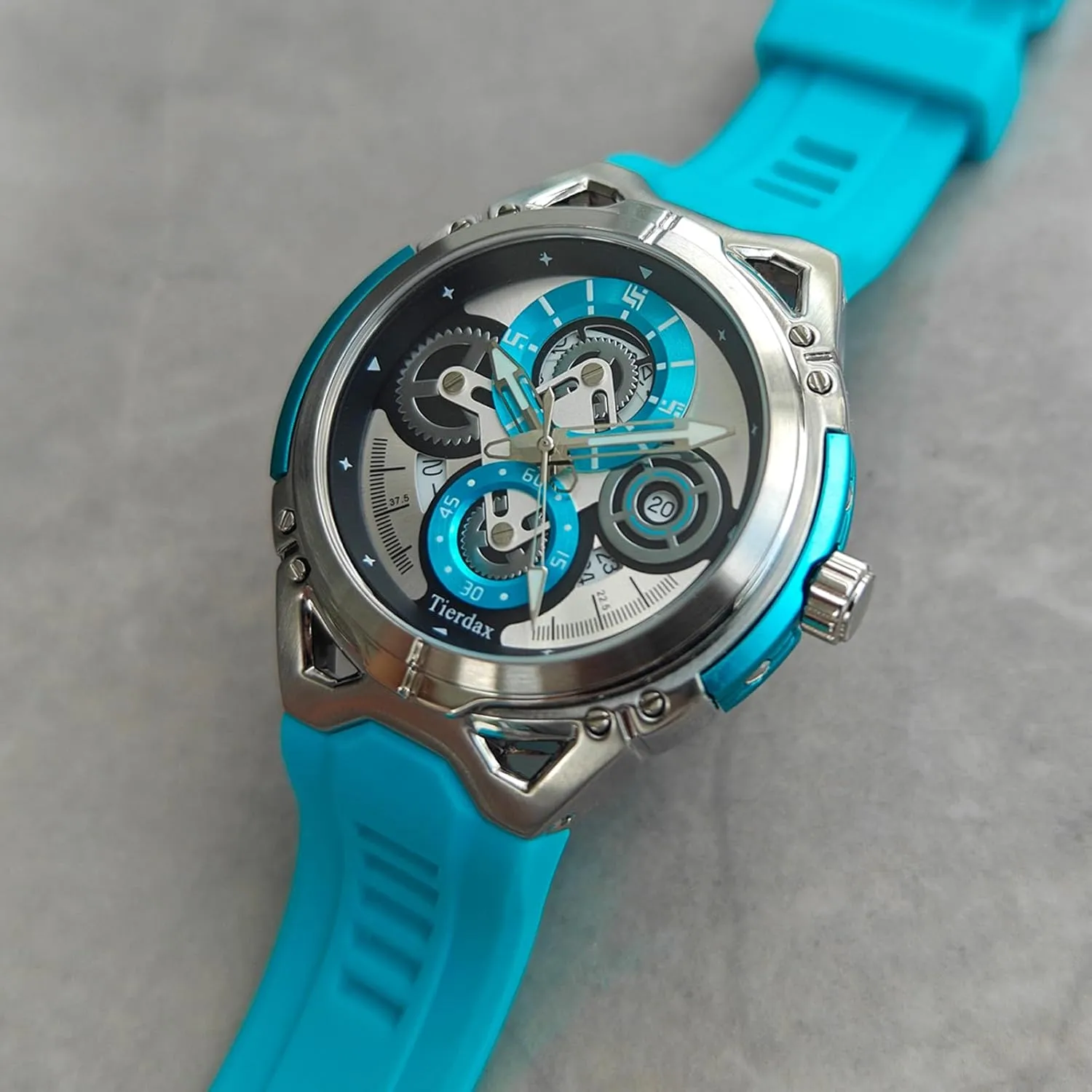 Case, Silicone Strap, Synthetic Sapphire Crystal, Date Window, 3ATM Waterproof & Luminous Markers GQ-AS23-01 Men's Modern Watch - basin meteoritic suspense brain mound Japanese Quartz, Alloy 