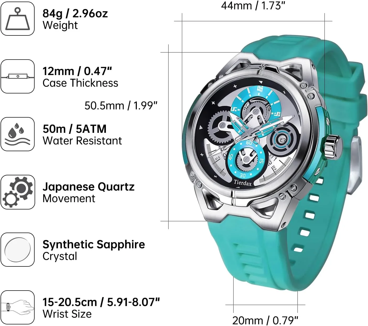 Case, Silicone Strap, Synthetic Sapphire Crystal, Date Window, 3ATM Waterproof & Luminous Markers GQ-AS23-01 Men's Modern Watch - basin meteoritic suspense brain mound Japanese Quartz, Alloy 