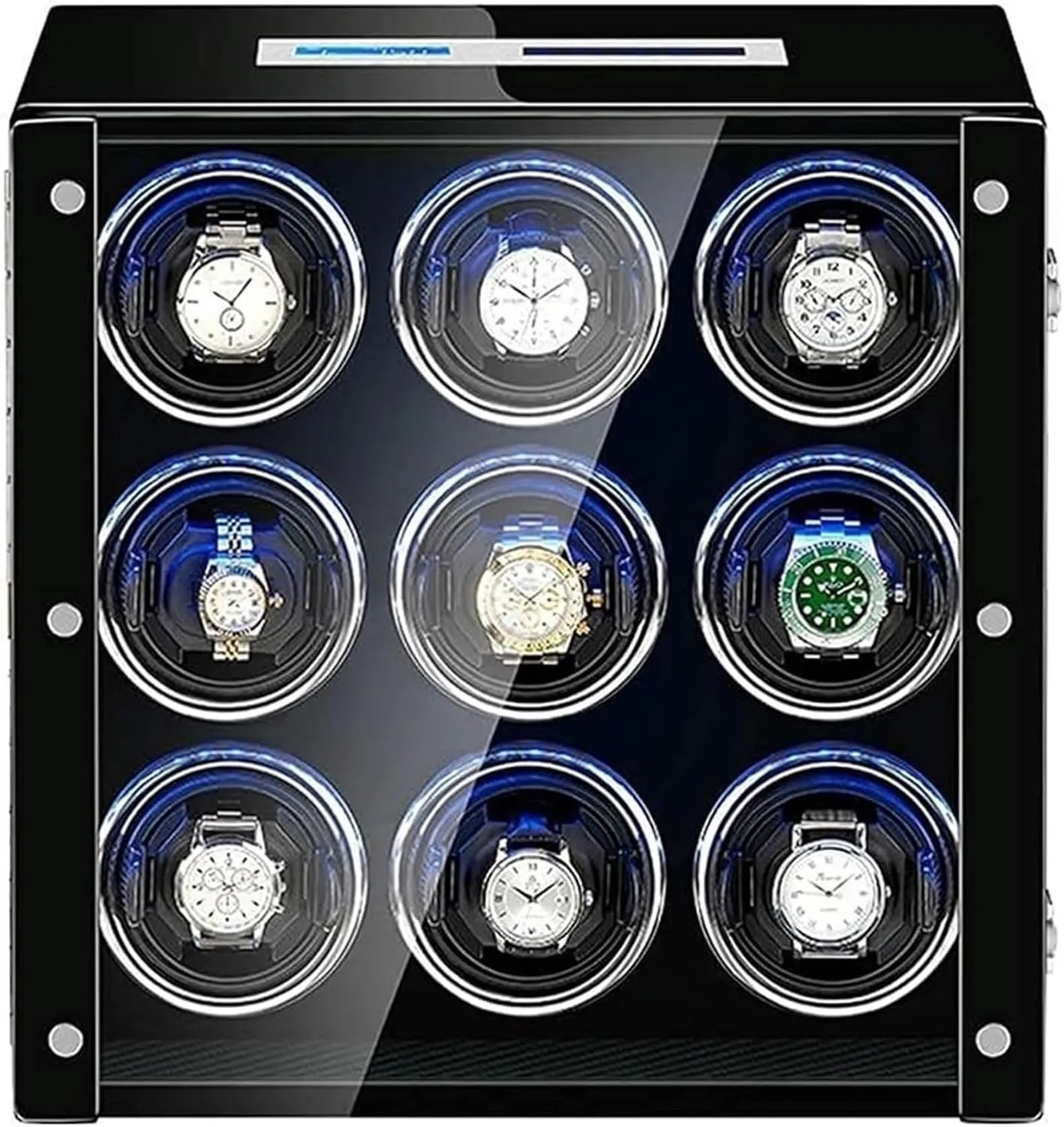 Case Winder Box for Automatic Watch Adjustable Watch Pillows LCD Built-in Led Light Piano Paint centrality utterly Exterior Creativity Watch Box VejiA Watch 