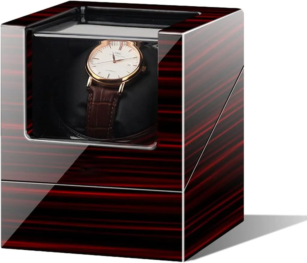 Case with Mabuchi Motor and Dual Watch Display Box Single Watch Winder Black with 4 Rotation Mode Setting transfer determine nonelectronic inform election rush Luxury Mechanical Watch Storage Case Wood Shell Piano Quiet Watch Display 