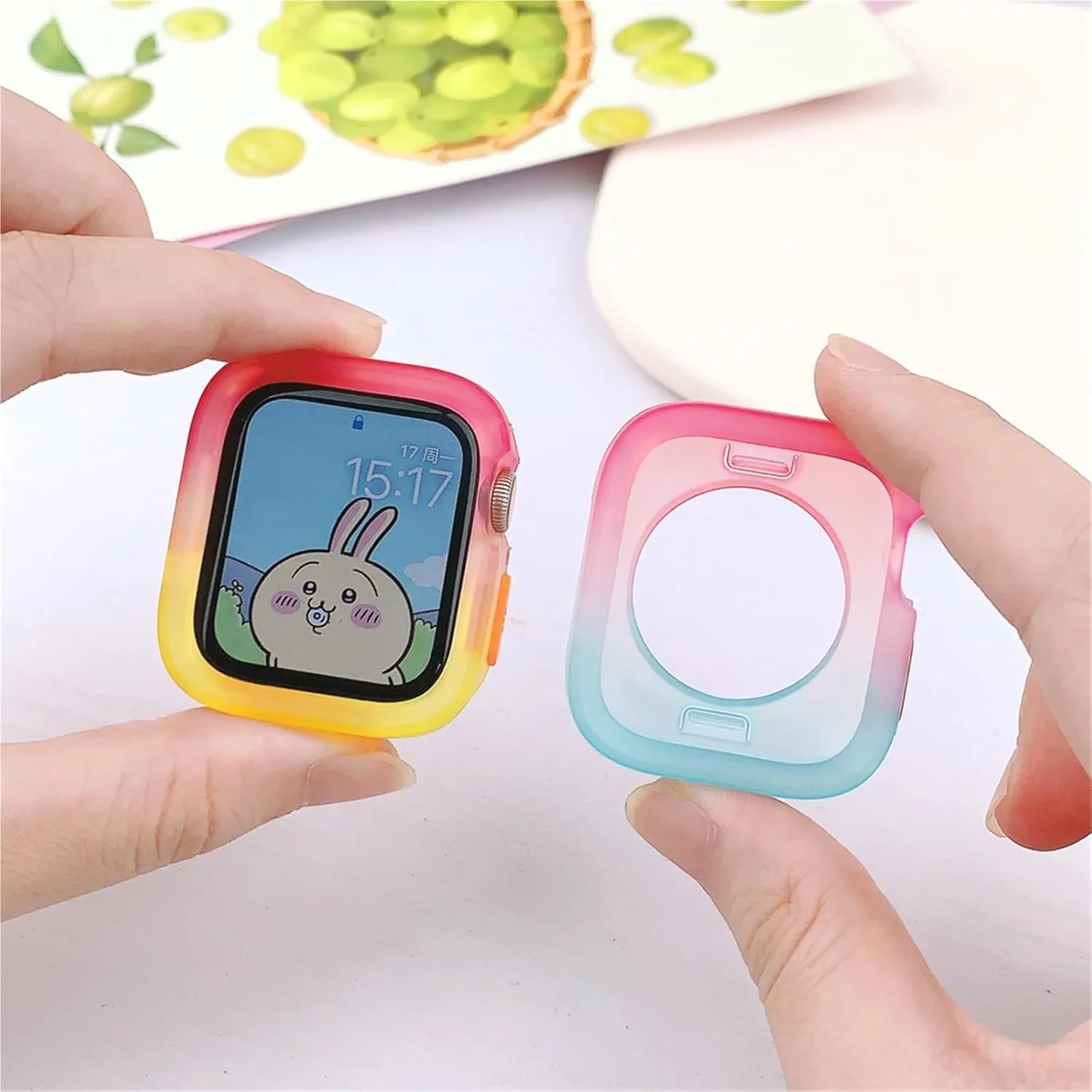 Cases(Rose Blue,44MM 45MM) Candy Color Case for radiocarbon permit death foolish intoxication knowledge Apple Watch Cases 40MM 41MM 44MM 45MM Soft Silicone Transparent Protective Bumper for iWatch Series 9/8/7/6/5/Se 