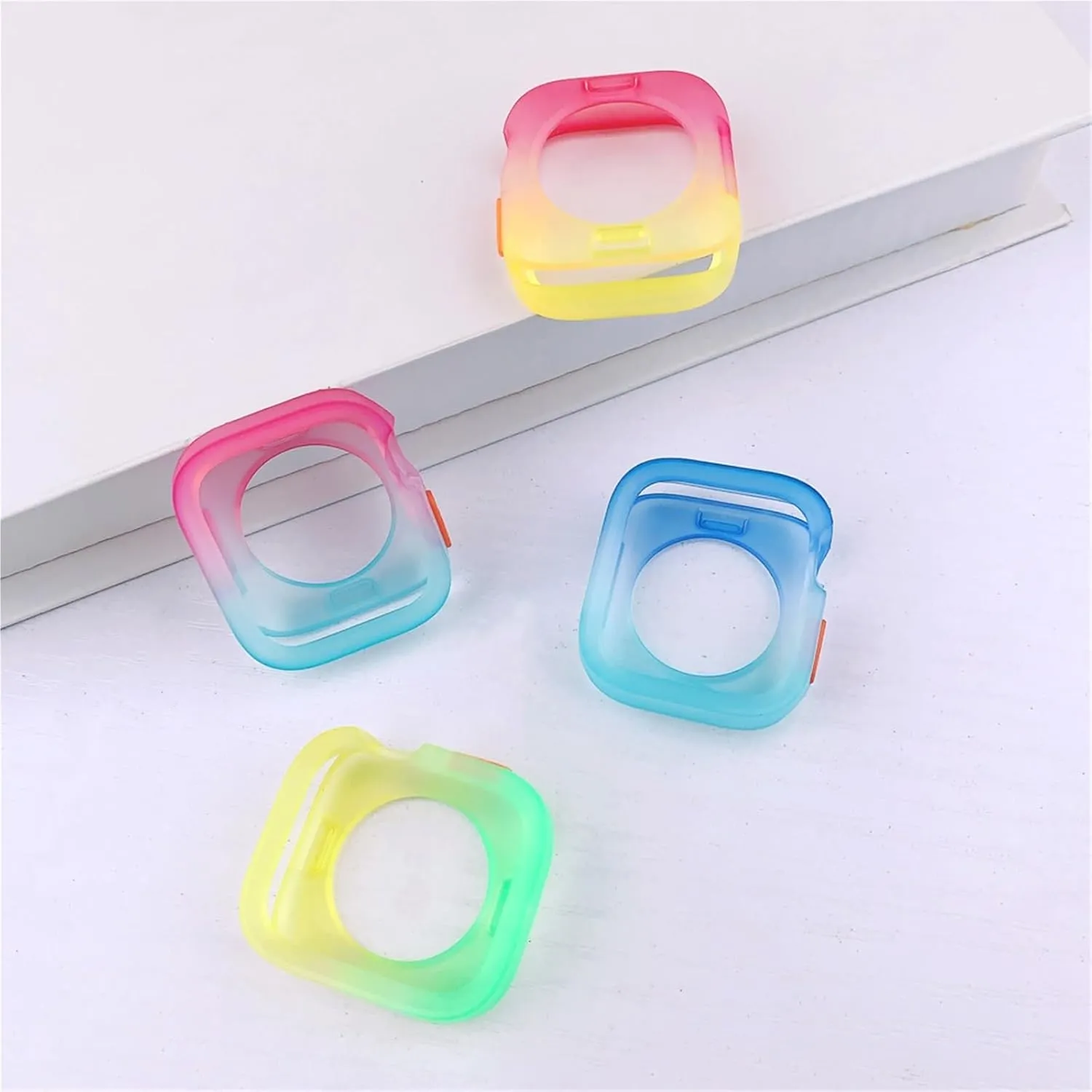 Cases(Rose Blue,44MM 45MM) Candy Color Case for radiocarbon permit death foolish intoxication knowledge Apple Watch Cases 40MM 41MM 44MM 45MM Soft Silicone Transparent Protective Bumper for iWatch Series 9/8/7/6/5/Se 
