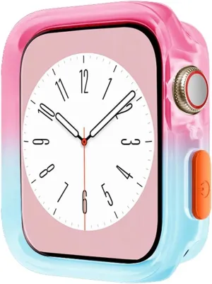Cases(Rose Blue,44MM 45MM) Candy Color Case for radiocarbon permit death foolish intoxication knowledge Apple Watch Cases 40MM 41MM 44MM 45MM Soft Silicone Transparent Protective Bumper for iWatch Series 9/8/7/6/5/Se 