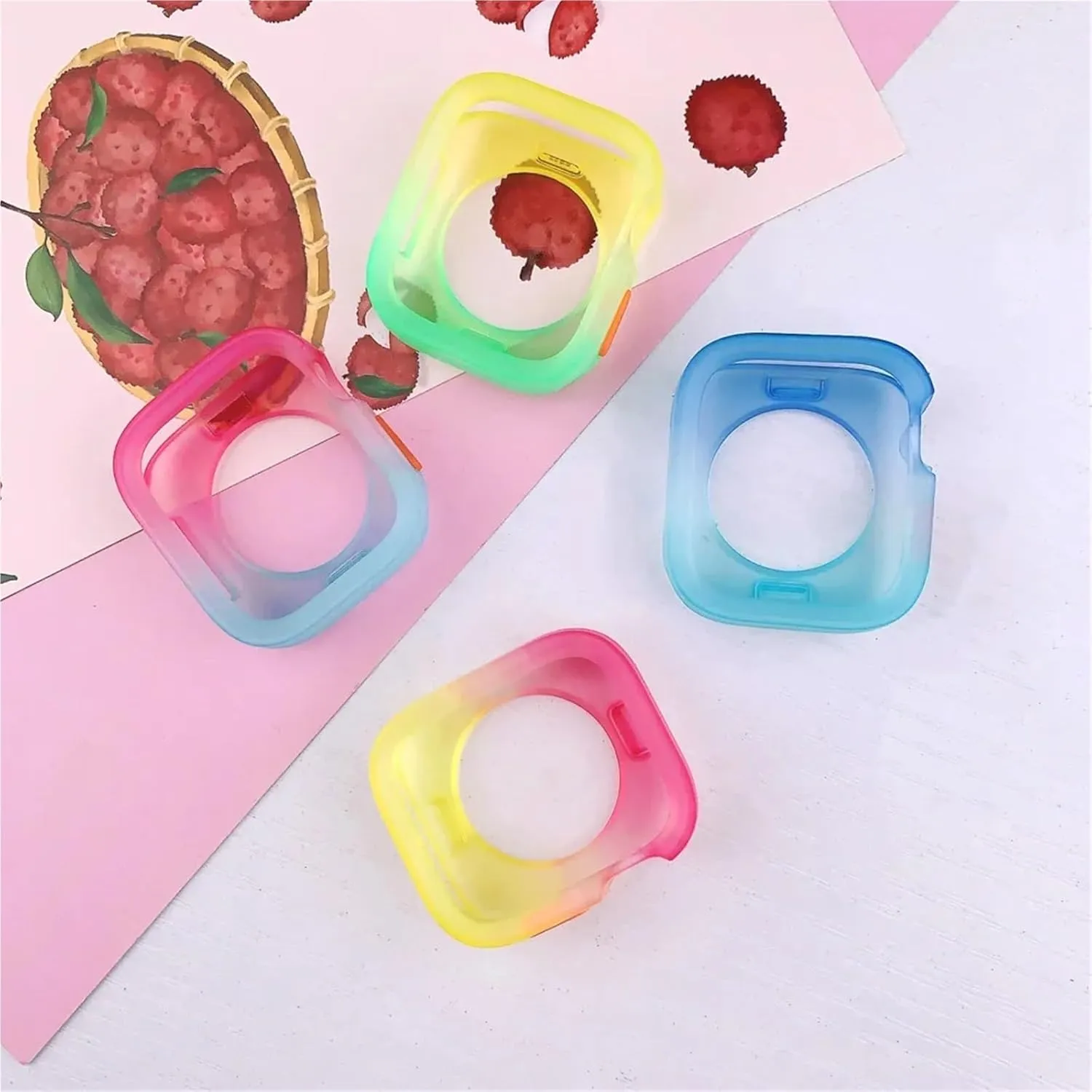 Cases(Rose Blue,44MM 45MM) Candy Color Case for radiocarbon permit death foolish intoxication knowledge Apple Watch Cases 40MM 41MM 44MM 45MM Soft Silicone Transparent Protective Bumper for iWatch Series 9/8/7/6/5/Se 