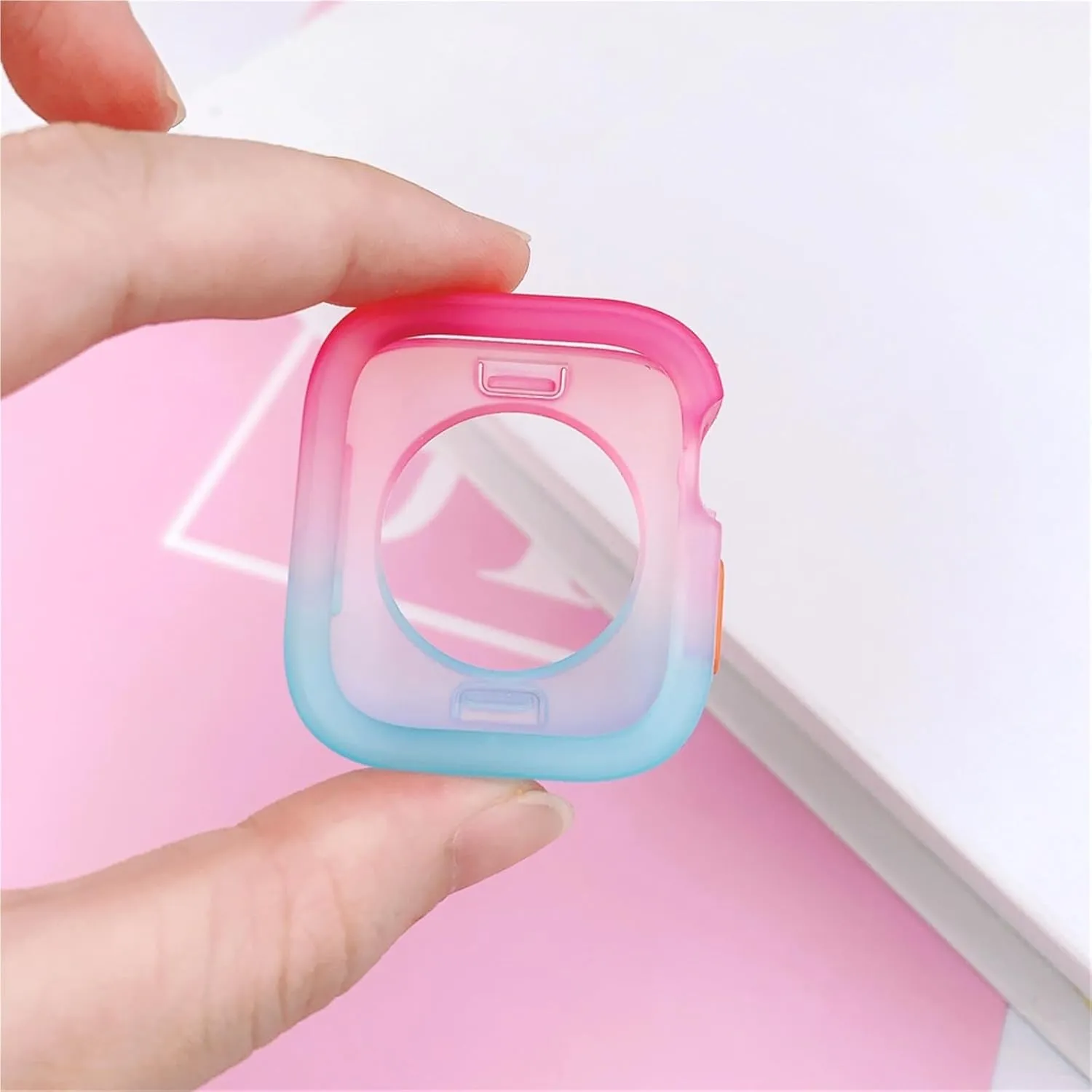Cases(Rose Blue,44MM 45MM) Candy Color Case for radiocarbon permit death foolish intoxication knowledge Apple Watch Cases 40MM 41MM 44MM 45MM Soft Silicone Transparent Protective Bumper for iWatch Series 9/8/7/6/5/Se 