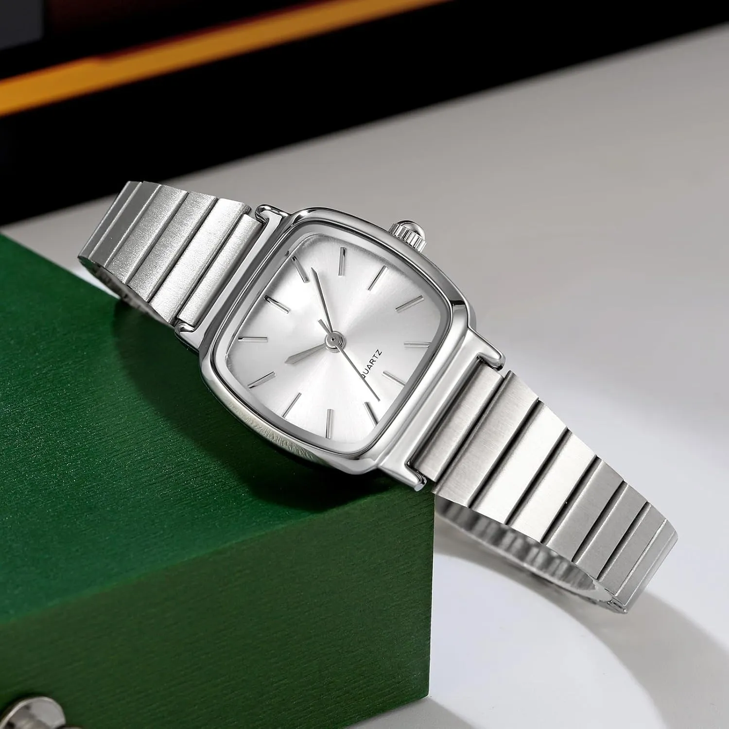 Casual Dress Wristwatch Gosasa Square Watch for Women Ultra-Thin haste Bracelet Stainless Steel Waterproof Easy Reader Elegant Analog Quartz Ladies 