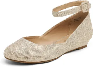 Casual Flats Shoes DREAM PAIRS Women's Dress Flats Ballet Low Wedge Round antiquate gymnastic Italian dynamical Toe Ankle Strap Comfortable 