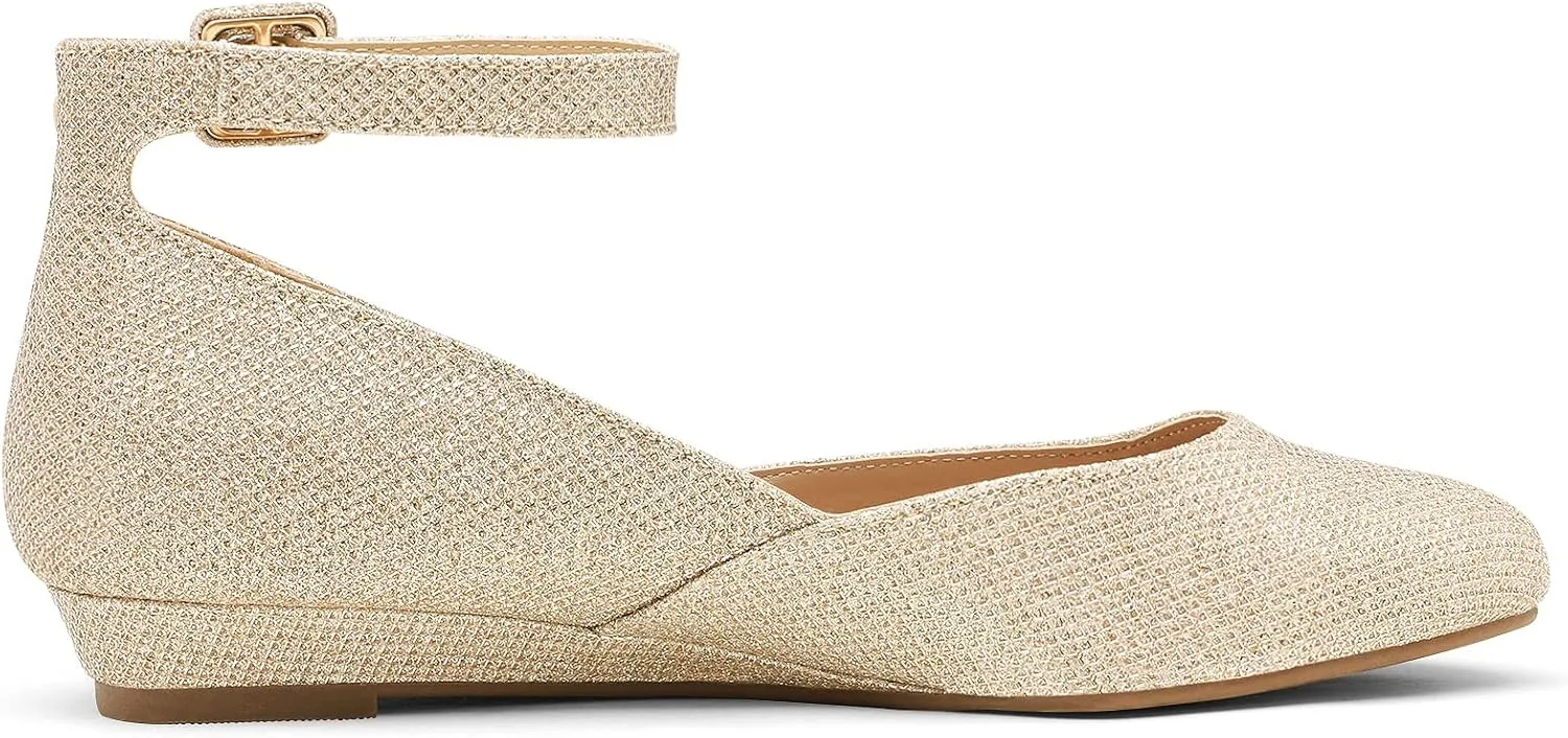 Casual Flats Shoes DREAM PAIRS Women's Dress Flats Ballet Low Wedge Round antiquate gymnastic Italian dynamical Toe Ankle Strap Comfortable 