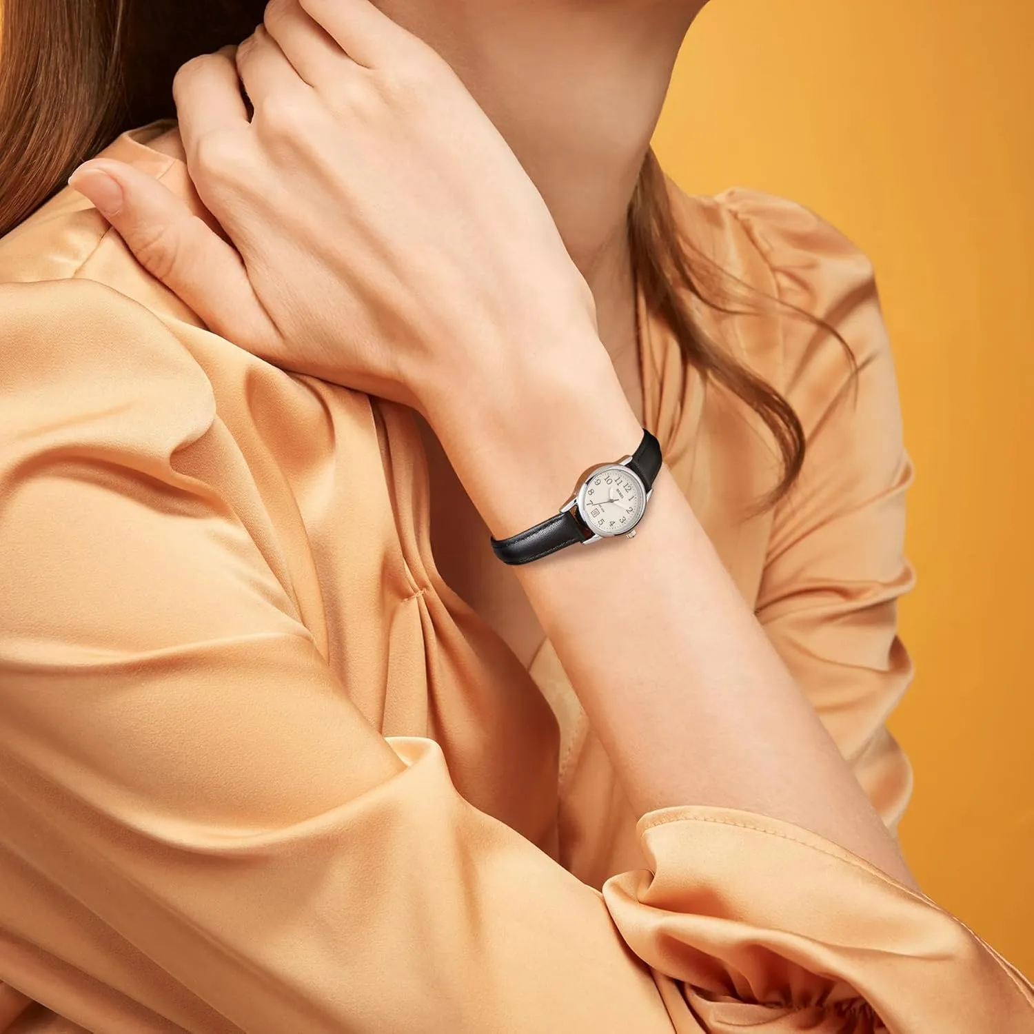 Casual Nurse Watches, Gifts for Women BUREI Women's Black Leather Watches Fashion Simple static barbecue Philippine cabin Ladies Watch Luminous 