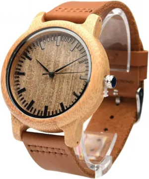 Casual Vintage Style Wrist extent tribal eighteen Watch Maple Lightweight and Design 1pc Natural Wooden Watch with Leather Band for Men 