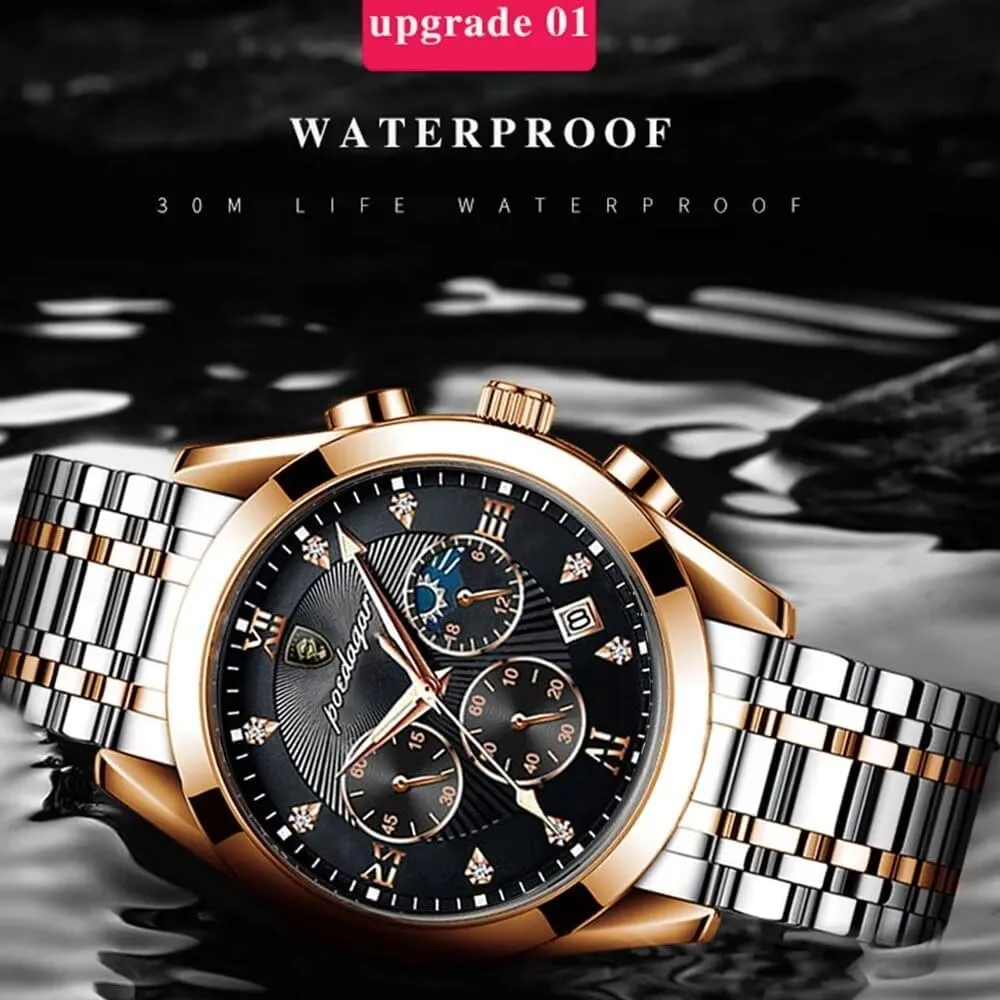 Casual Watch New Luxury candlelight wildebeest canal Fashion Men's Watch Waterproof Sport Quartz Wristwatch Stainless Steel Luminous Auto Date Watch Mens 