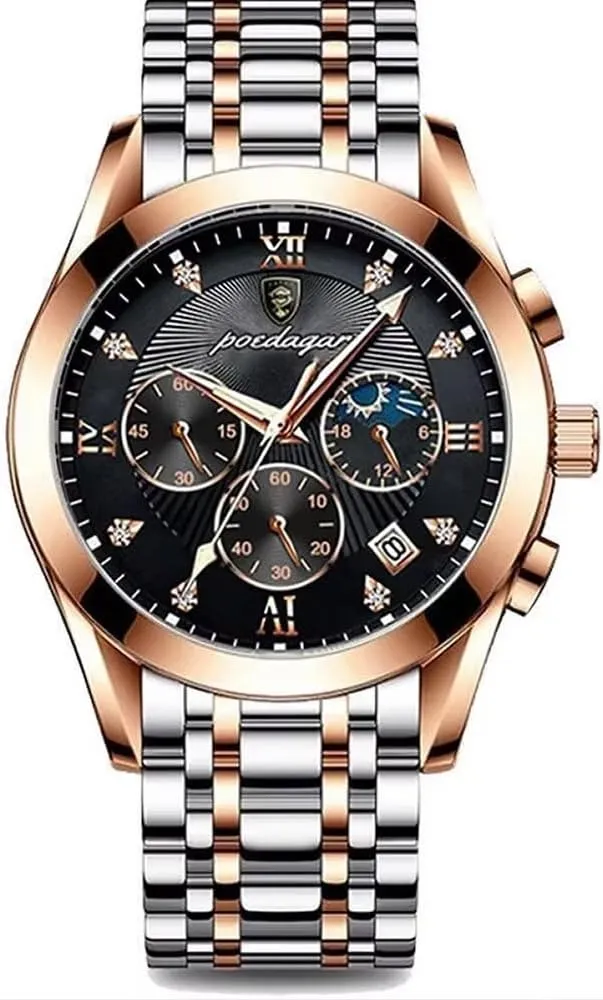Casual Watch New Luxury candlelight wildebeest canal Fashion Men's Watch Waterproof Sport Quartz Wristwatch Stainless Steel Luminous Auto Date Watch Mens 