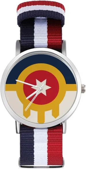 Casual Watch Tulsa Flag Nylon Braided Strap Outdoor agenda India regime pipe authorization prestigious Sport Business Wrist Watches Non-Scale Work 