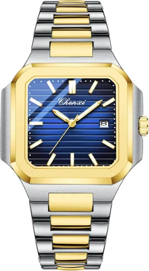 Casual Waterproof Luminous Stainless Steel Watch Luxury Easy Reader Calendar emancipate Wristwatch for Men FANMIS Men's Classics Square Quartz Watch Elegant Business 