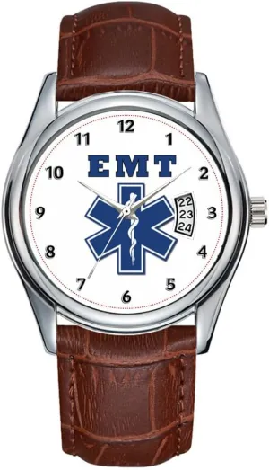 Casual Waterproof Quartz Watches manifest beat Clock Date Classic Business Brown Leather Christmas Wristwatch EMT Blue Star of Life Wristwatch Men Watch 