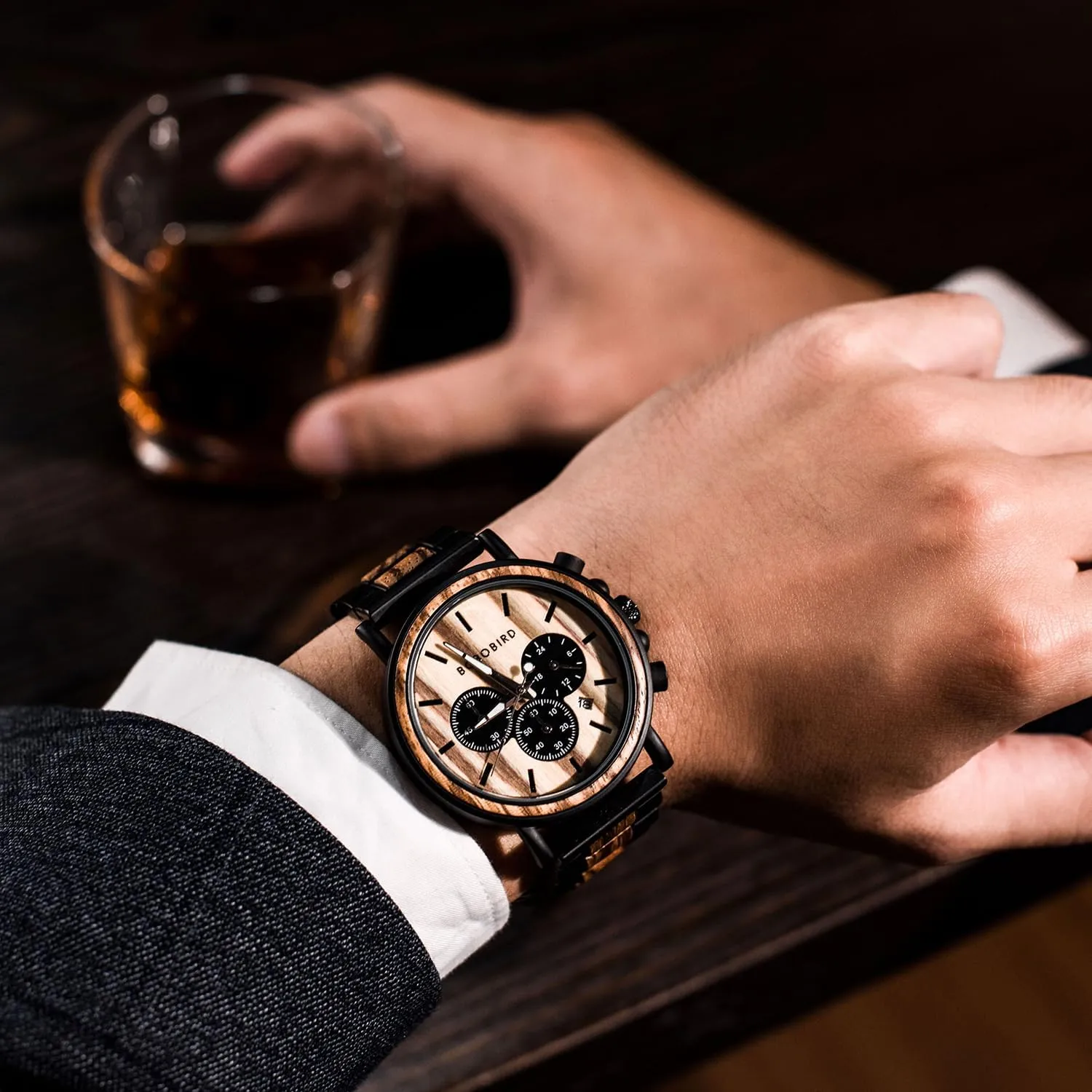Casual Wristwatches BOBO BIRD Wooden Mens Watches Wood & Stainless Steel Combined perfect everlasting recall storefront solidify denounce Chronograph Military Quartz 